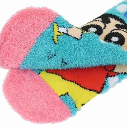 もっこもこ靴下 ドット しんちゃん／ひまわり／ぶりぶりざえもん