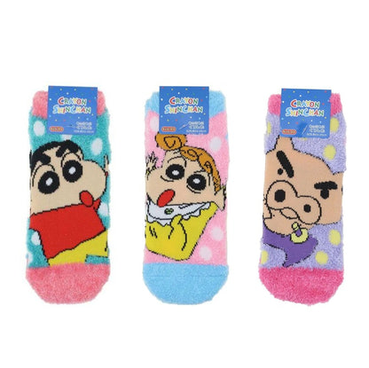 もっこもこ靴下 ドット しんちゃん／ひまわり／ぶりぶりざえもん